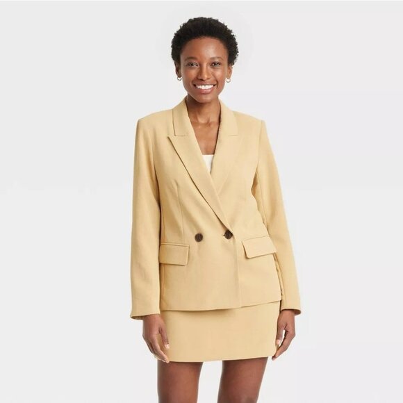 a new day Jackets & Blazers - A New Day Women's Signature Crepe Slim Fit Tan Midweight Blazer - Size XS 0/2